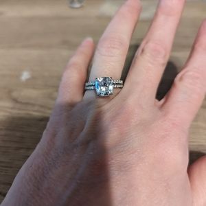 Maxine cushion cut White Sapphire wedding ring set sterling silver